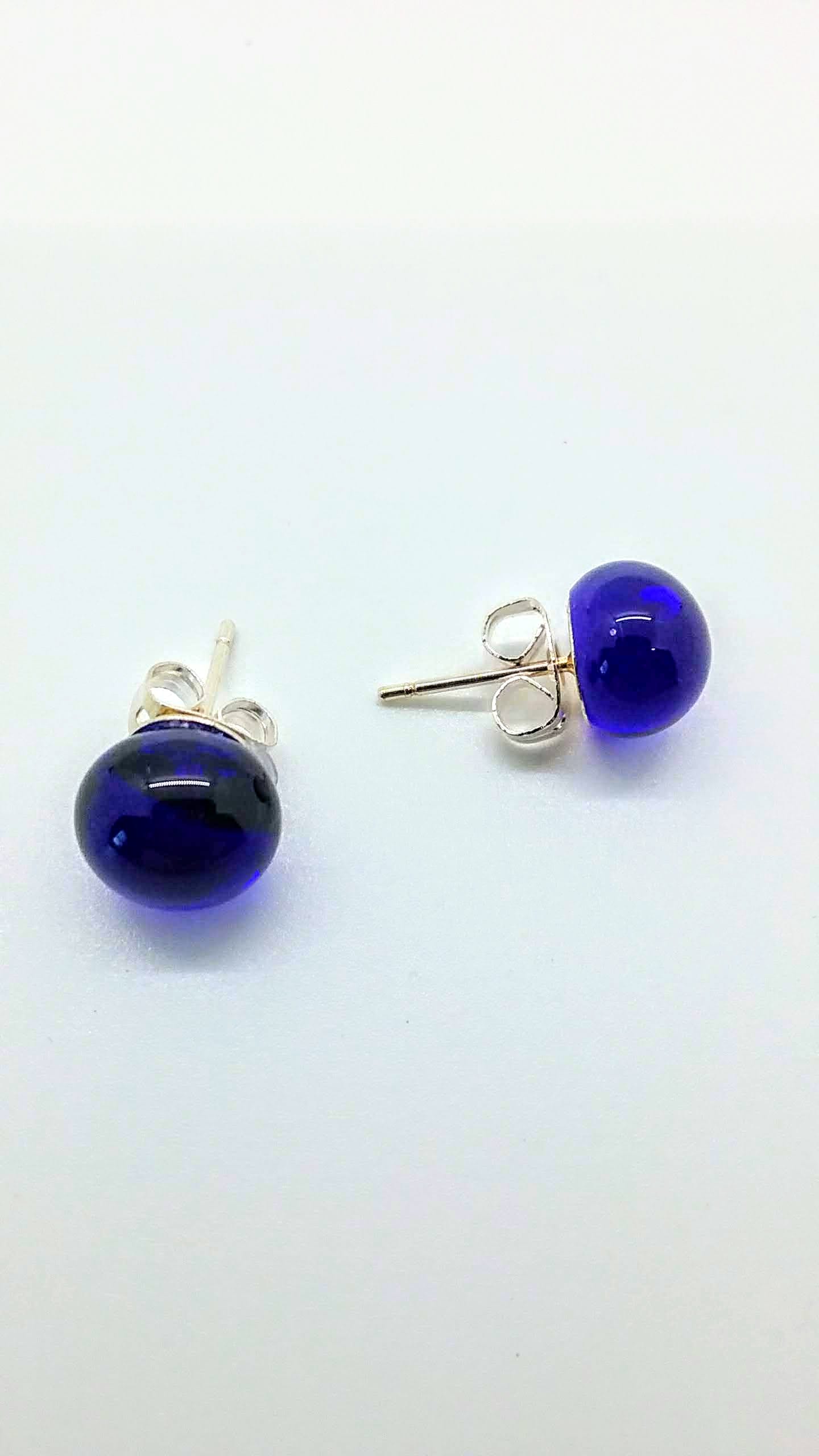 Cobalt blue glass post/stud earrings NEMAA