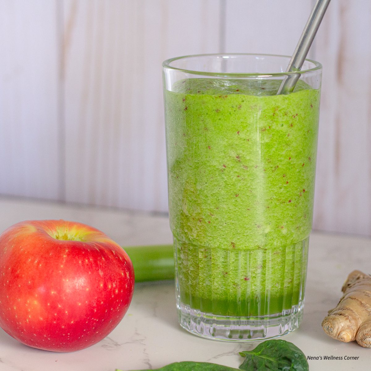 Apple Celery Smoothie with Ginger and Spinach Nena's Wellness Corner