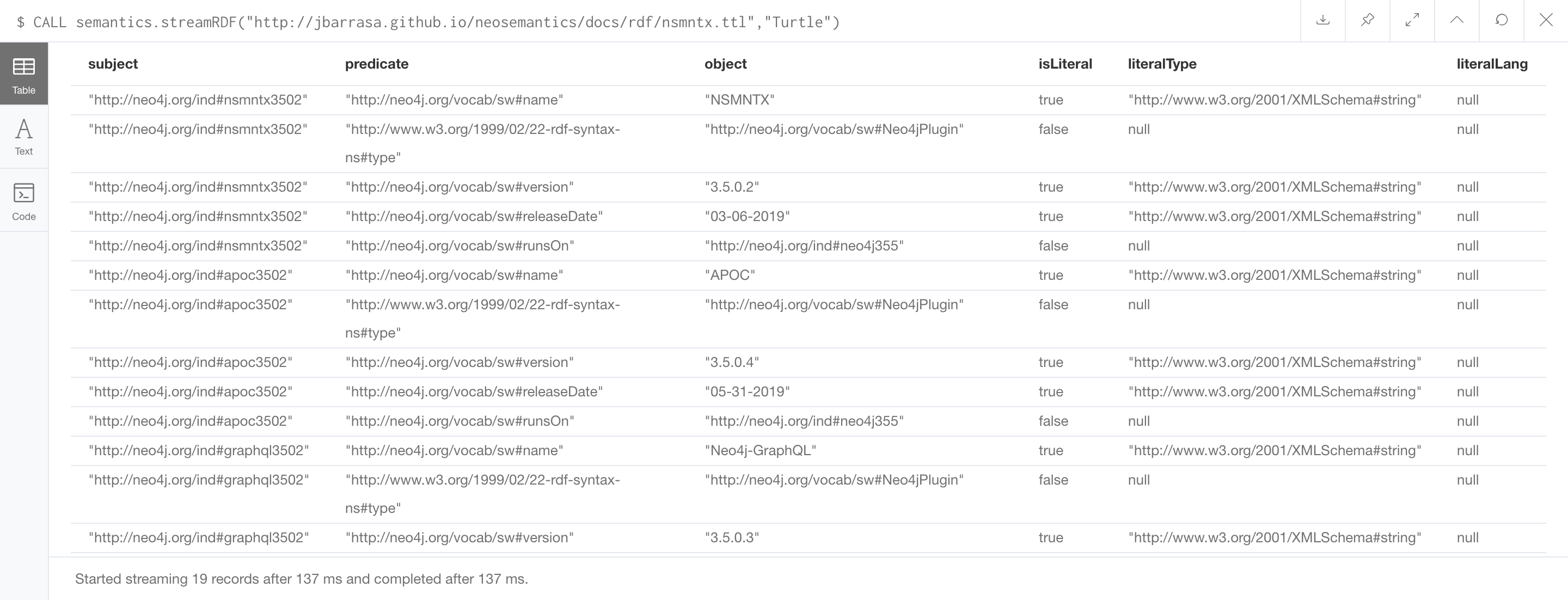 Previewing RDF data Neosemantics