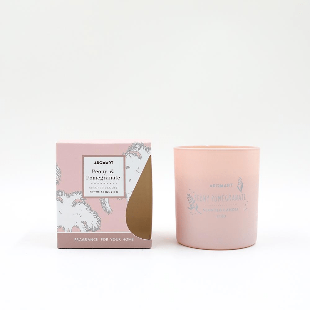Aromart Scented colored Glass Candle Box Peony & Pomegranate Neobeeqld