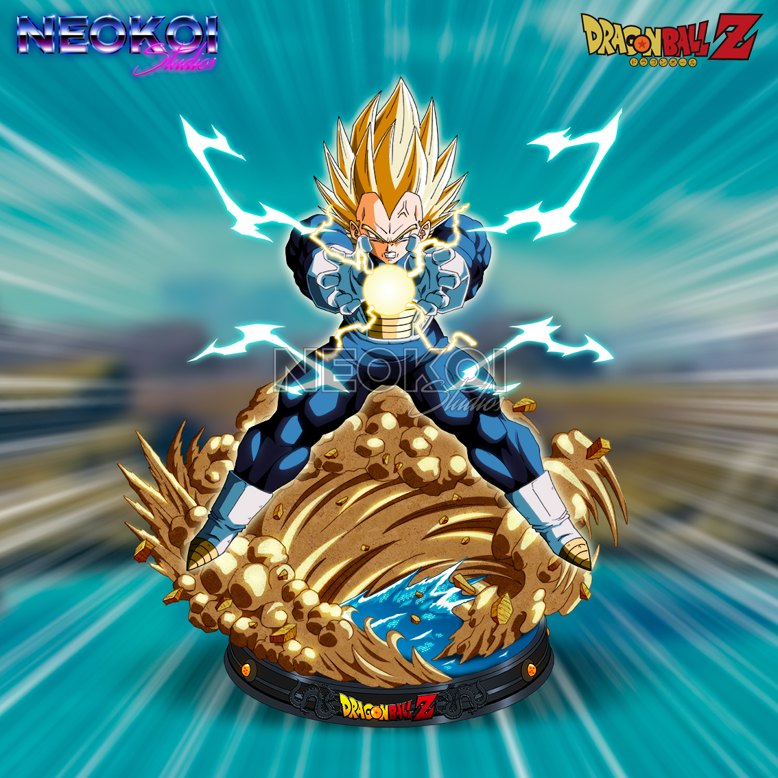 Diseñando una figura de resina Super Vegeta Final Flash Neokoi