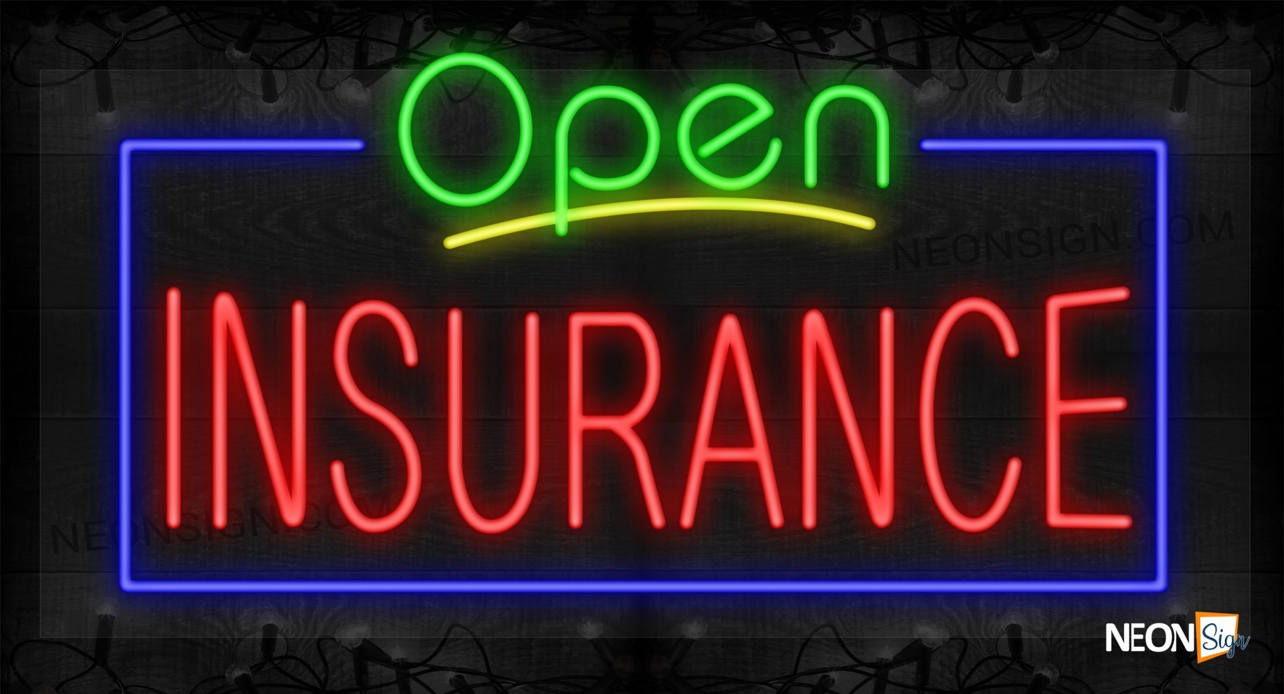 Open Insurance with Blue Border LED Flex Sign