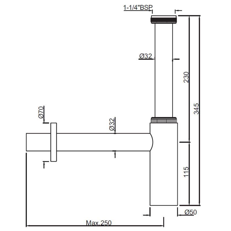Jaquar Bottle Trap ALDCHR769L250X190 Faucets
