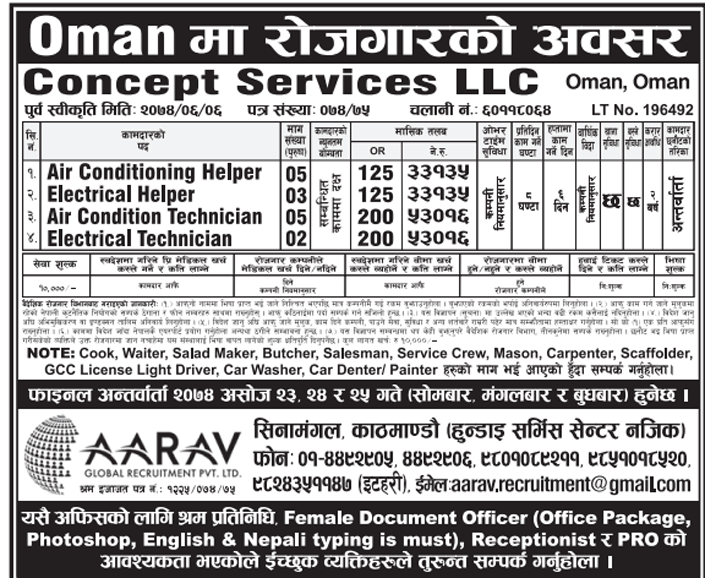 Oman job Demand , High Paying Jobs in Oman Job Finder in Nepal