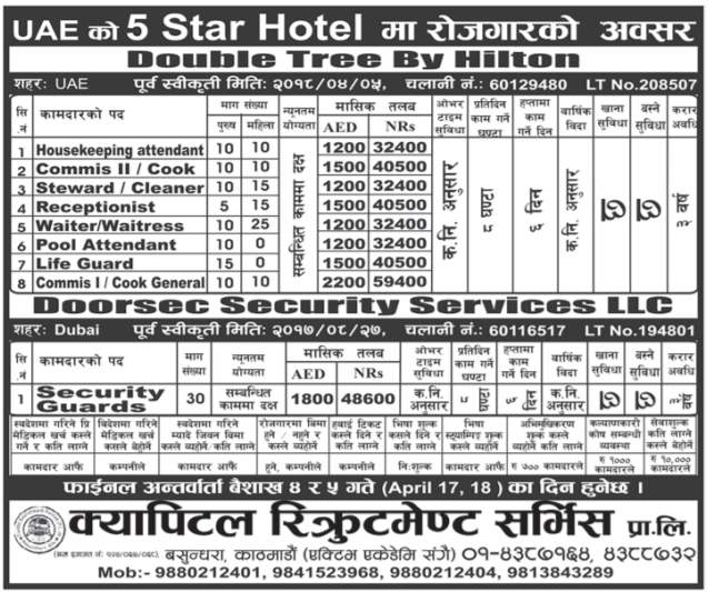 Dubai Five Star Hotel Job Demand for Nepali Citizens Job Finder in