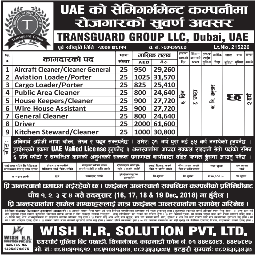 Job Vacancy For Aircraft Cleaner ,Job Demand From UAE,Job Vacancy In