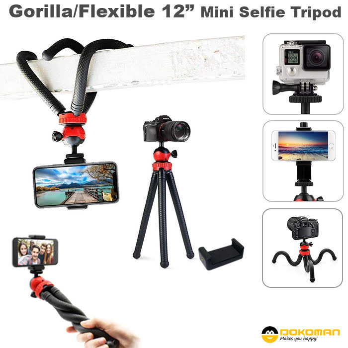 Flexible 12 Inch Gorilla Grip Tripod Stand For Mobile