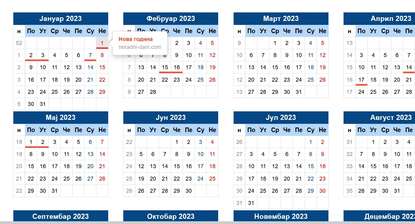 pravoslavni kalendar 2023 Србија : Календар 2023
