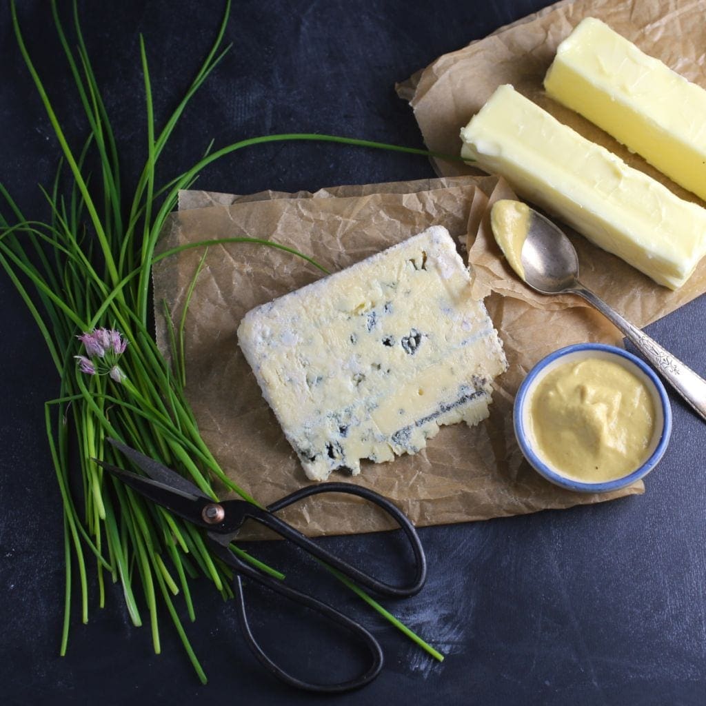 Grilled Steak with Blue Cheese and Chive Compound Butter