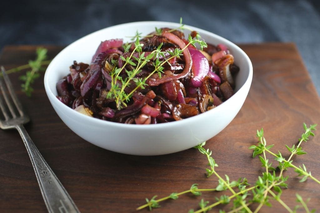Balsamic Roasted Red Onions with Thyme Nerds with Knives