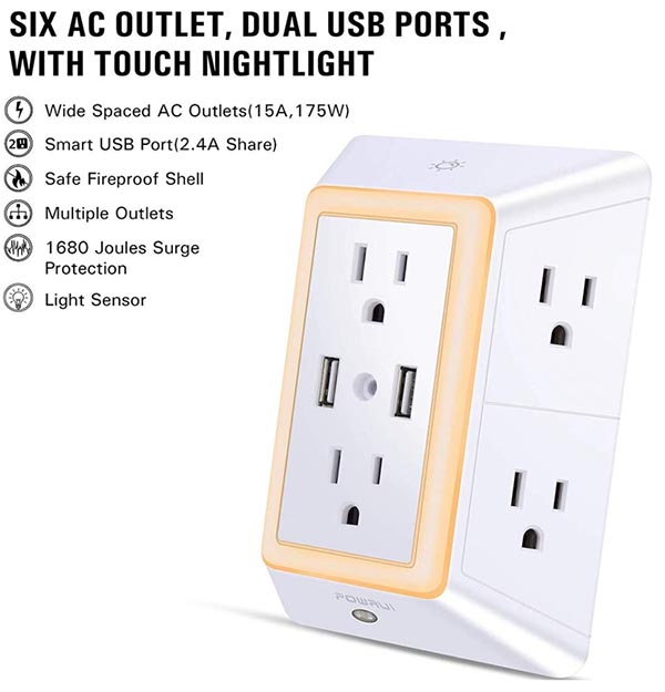 POWRUI USB Wall Charger Review (6-Outlet Extender) - Nerd Techy