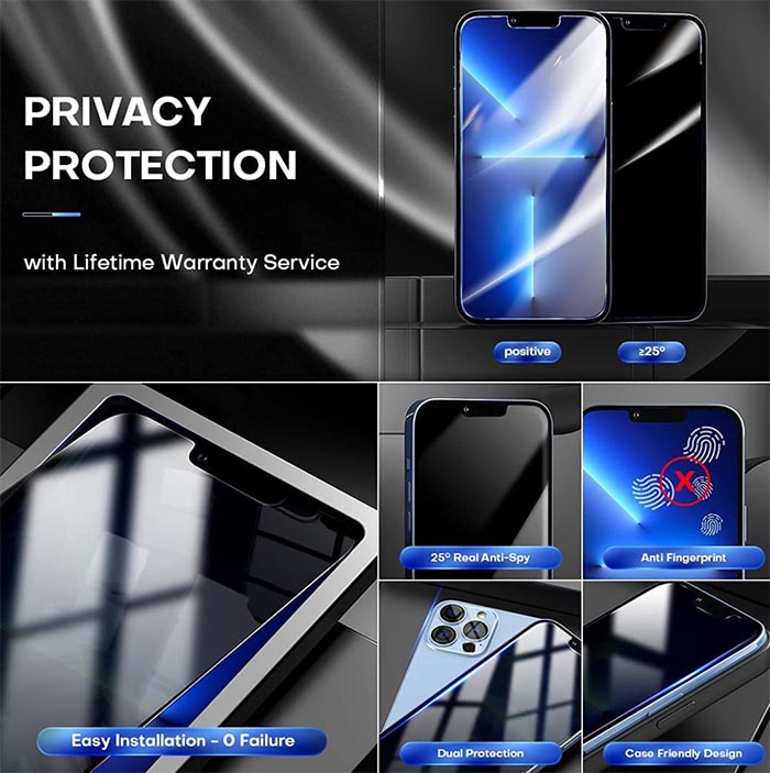 Best iPhone 13 Pro Max Privacy (AntiSpy) Tempered Glass Screen