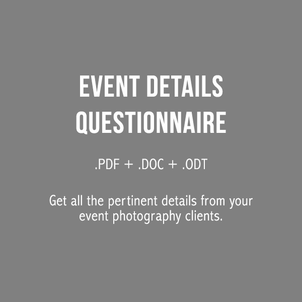 Event Details Questionnaire The Nerdy Photographer