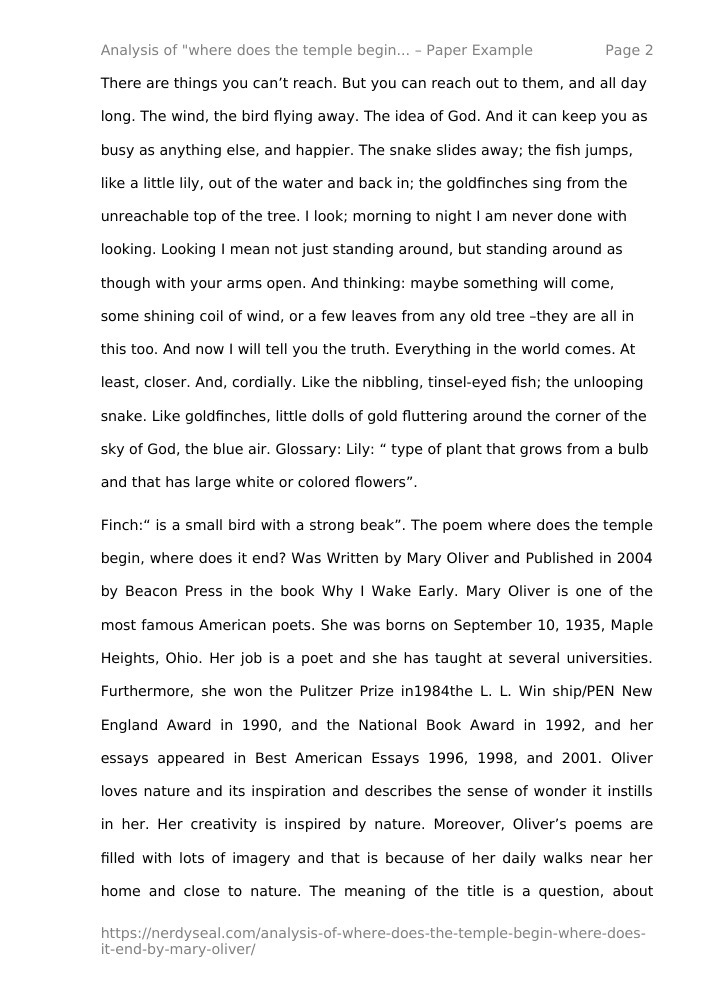 Analysis of "where does the temple begin. where does it end?" by mary