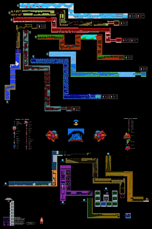 Super Metroid Map With Items Mega Man II All Stages 24" x 36" Poster