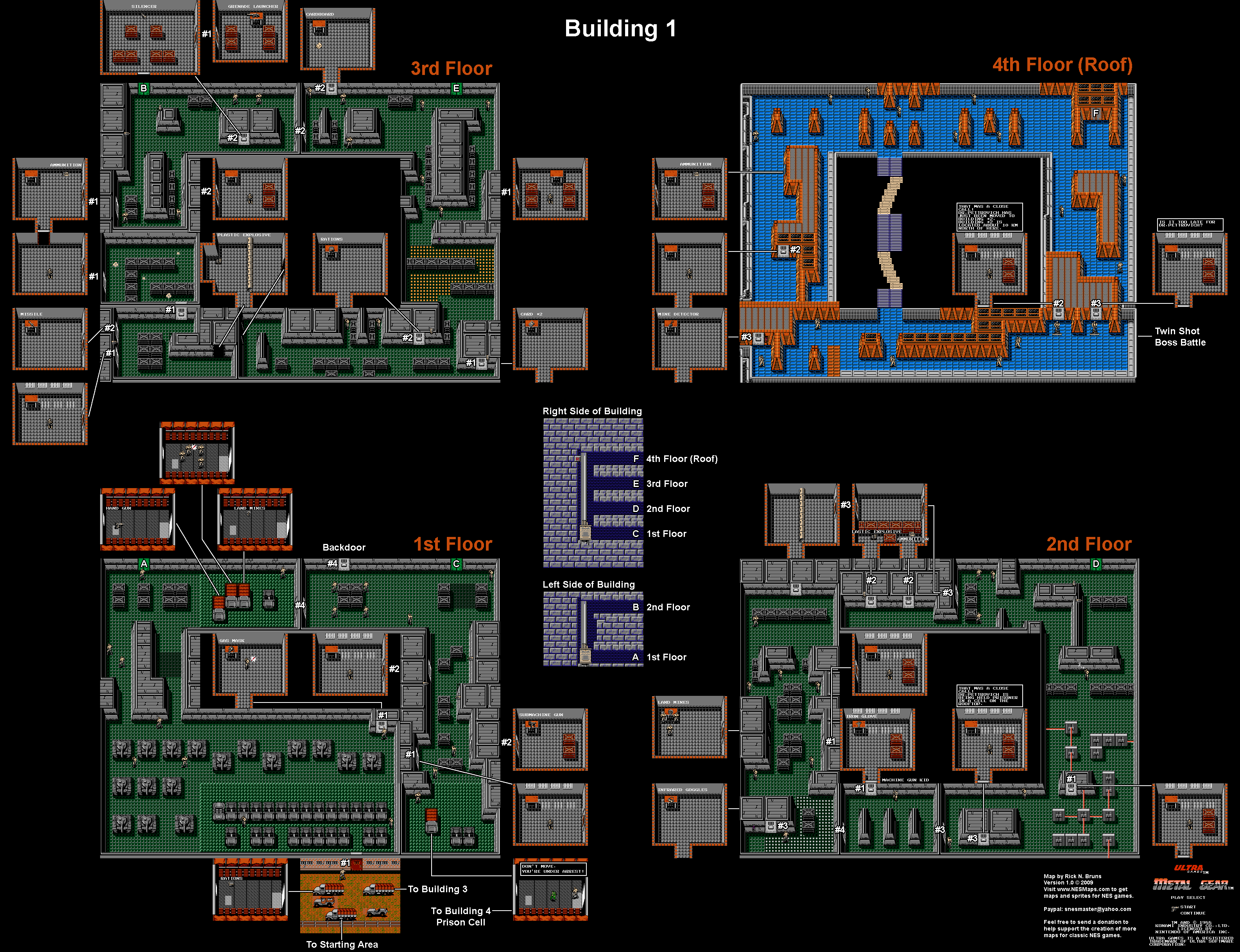 Metal Gear Building 1 Nintendo NES Map