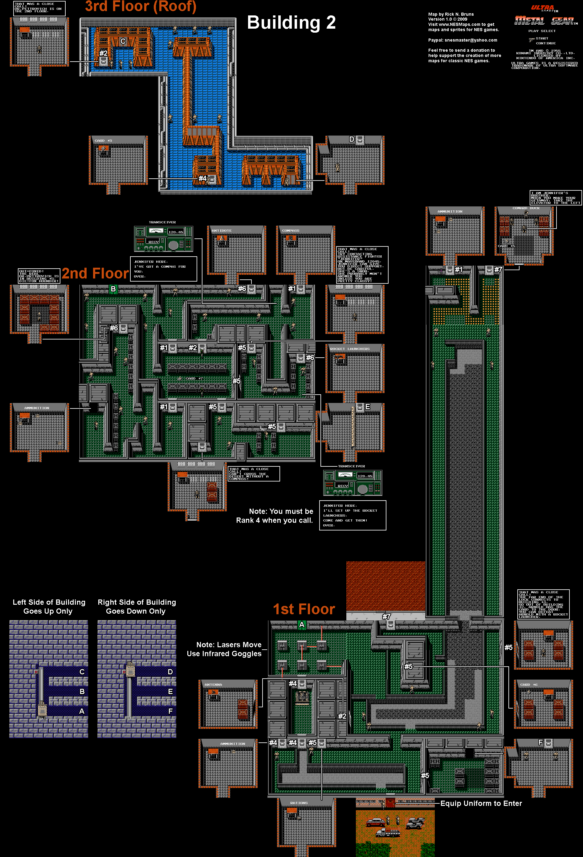 Metal Gear Building 2 Nintendo NES Map