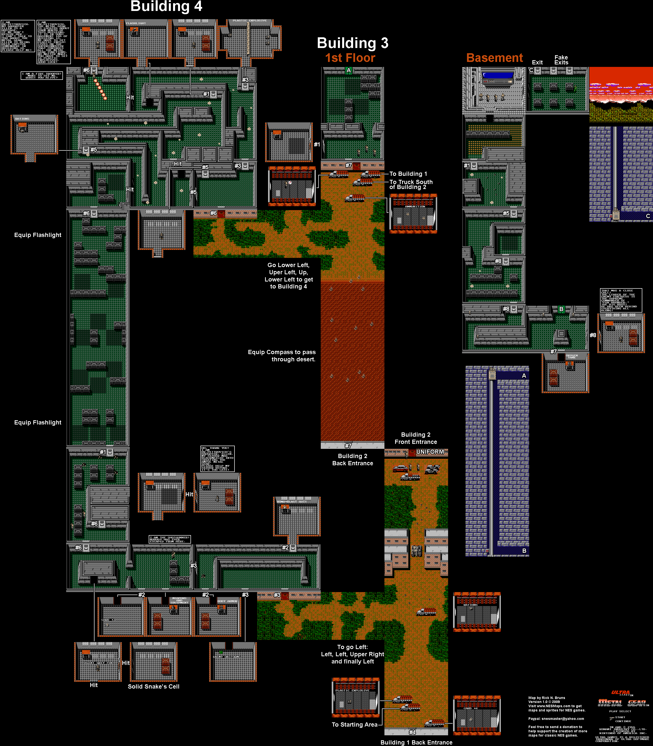 Metal Gear Buildings 3 and 4 Nintendo NES Map