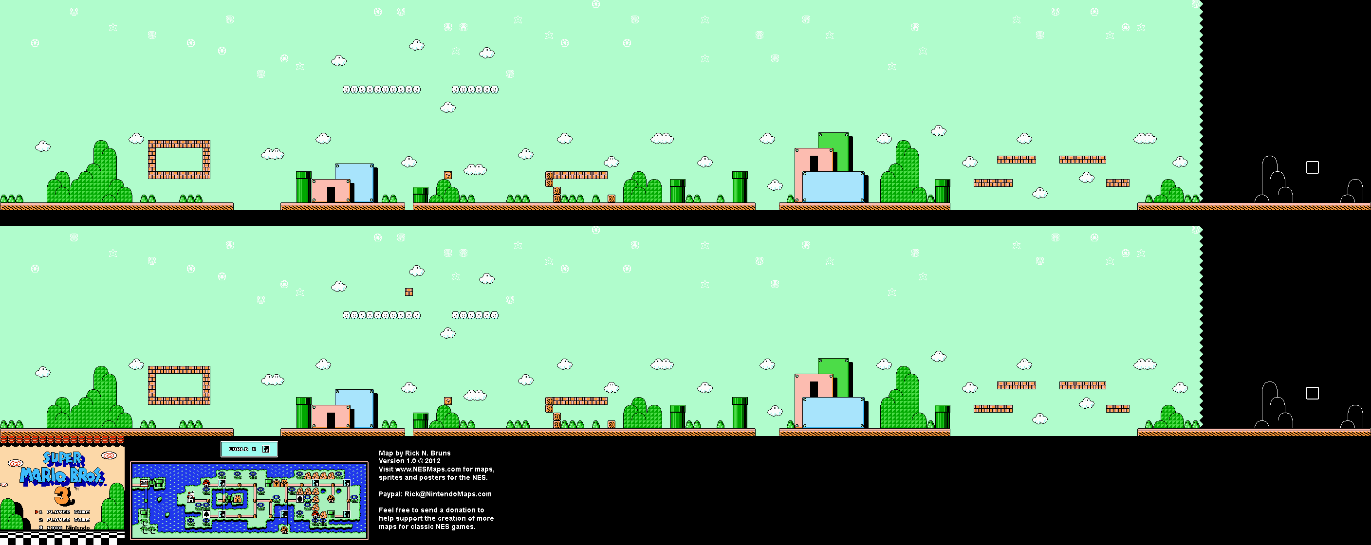 Super Mario Brothers 3 World 46 Nintendo NES Map BG