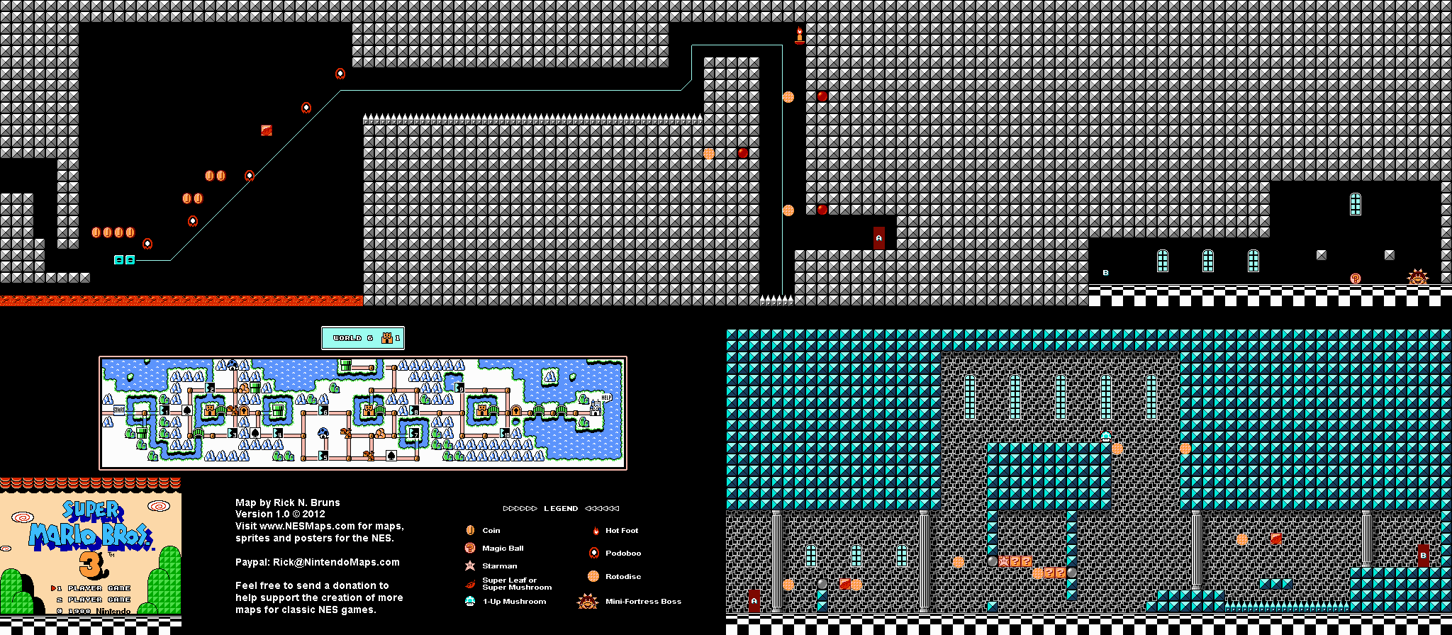 Super Mario Brothers 3 World 6 MiniFortress 1 Nintendo NES Map