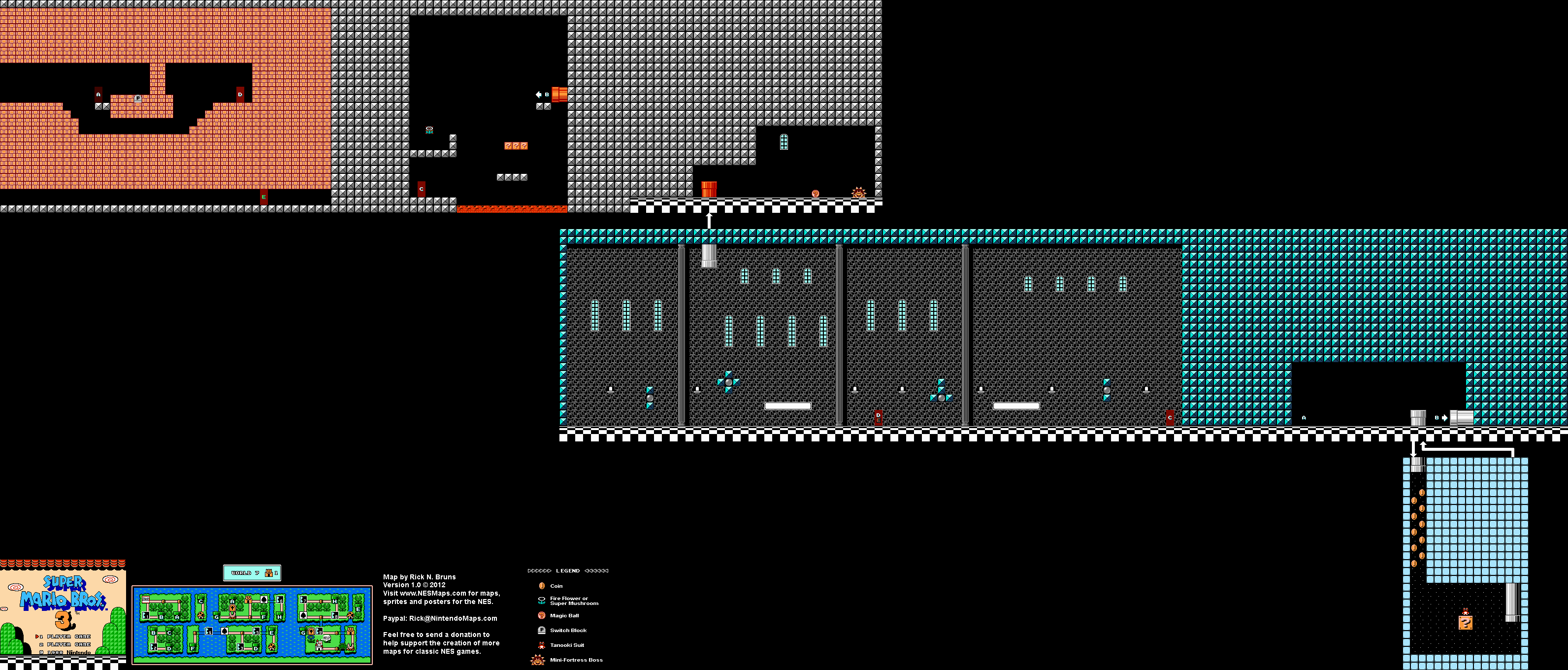 Super Mario Brothers 3 World 7 MiniFortress 1 Nintendo NES Map