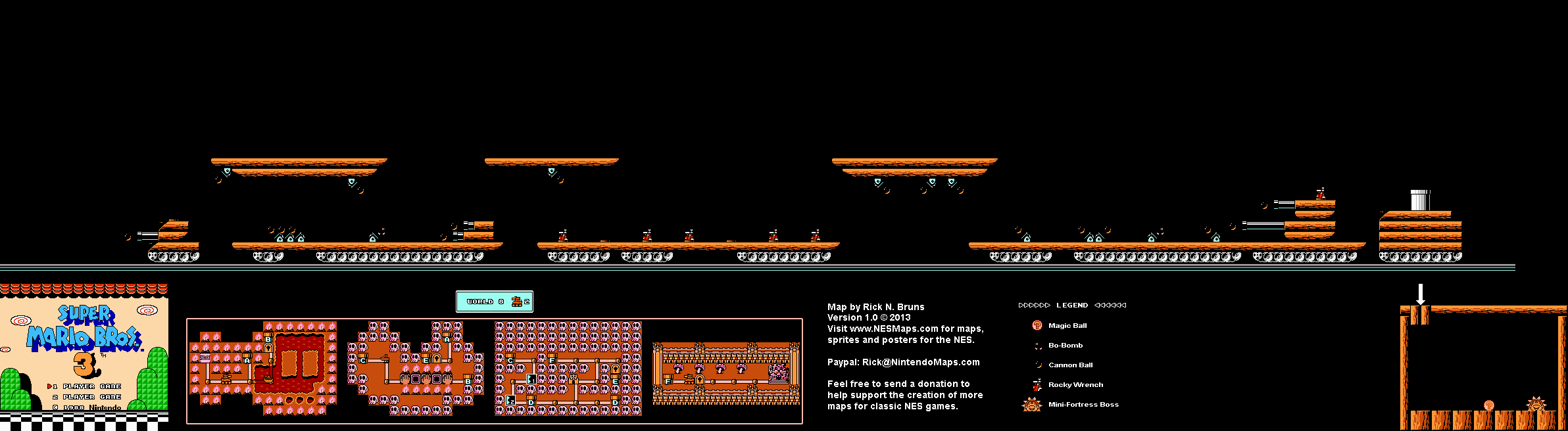 Super Mario Brothers 3 World 8 Tank 2 Nintendo NES Map