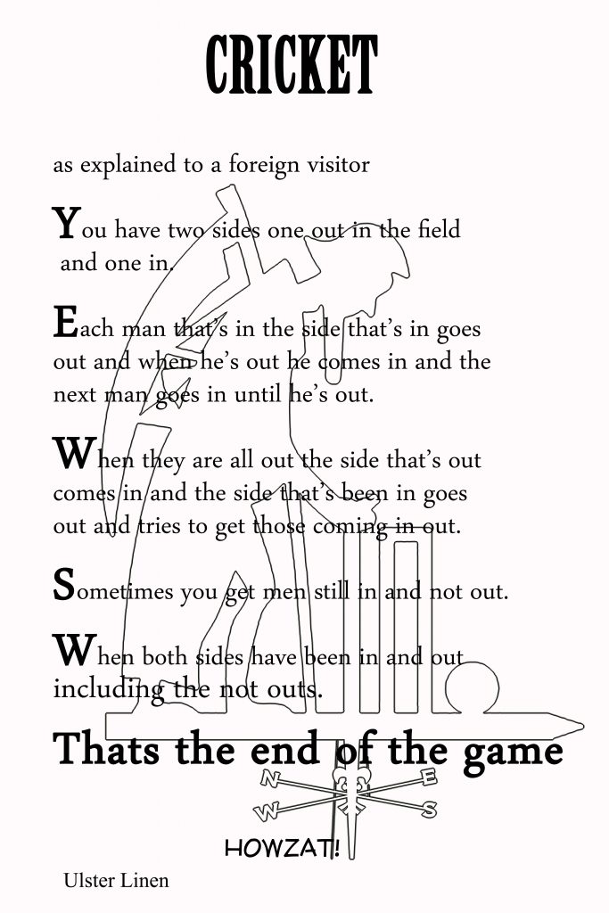 Cricket World Cup Tea Towel Linen 18" x 28" Nesting Threads