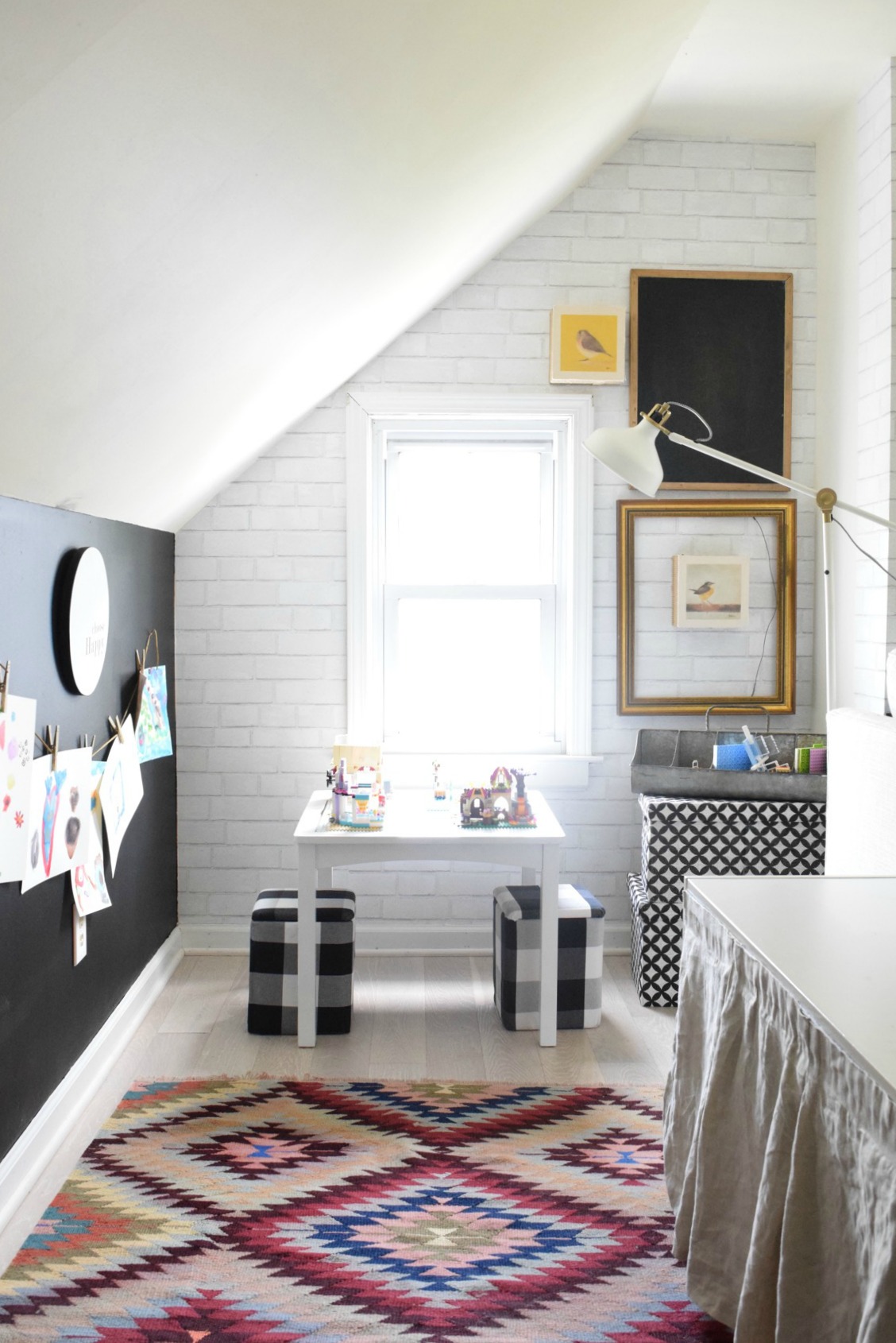 Family Room with Wallpaper and Chalkboard Wall Nesting With Grace