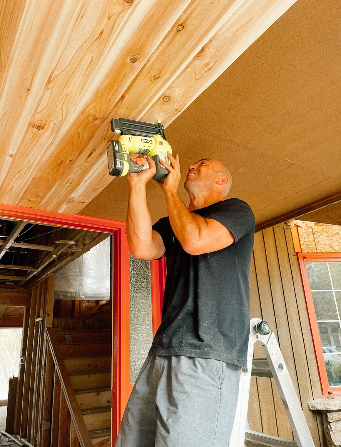 Cedar Wood on our Front Porch and Back Porch with Hanging Daybed Nesting With Grace
