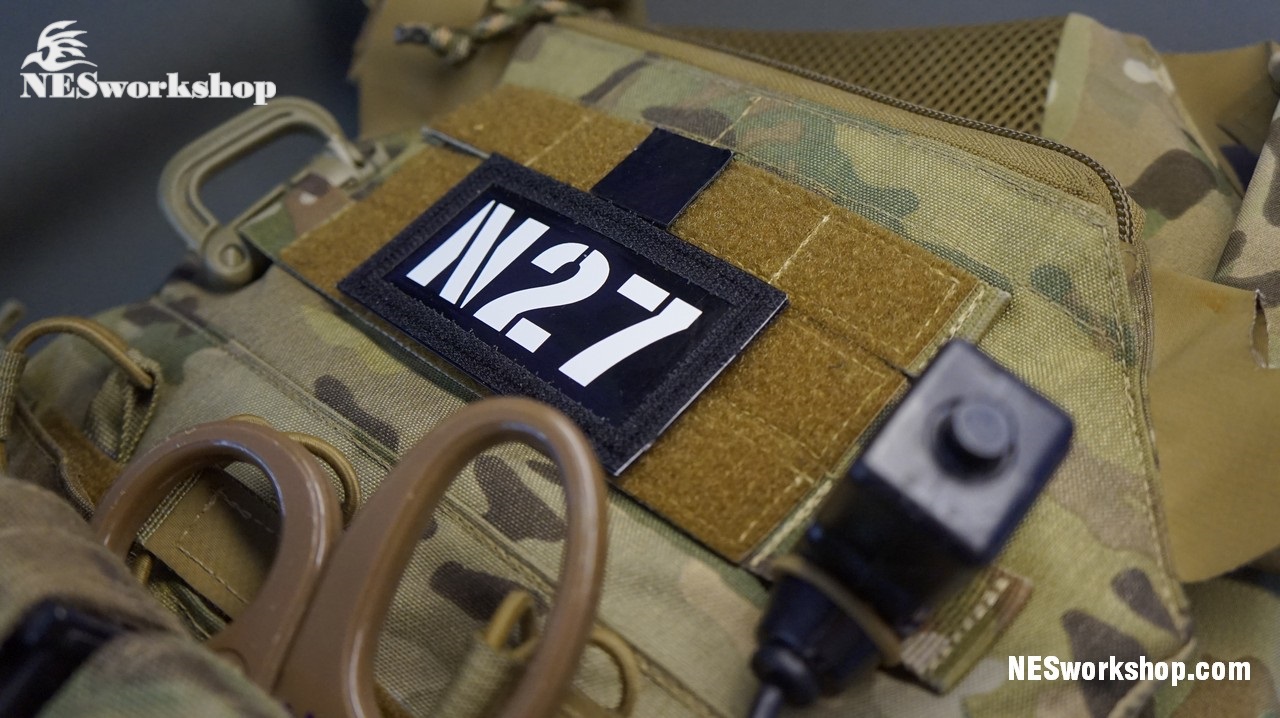 BLACKWHITE CALLSIGN PATCH WITH VELCRO FRAME TEXT OR ID