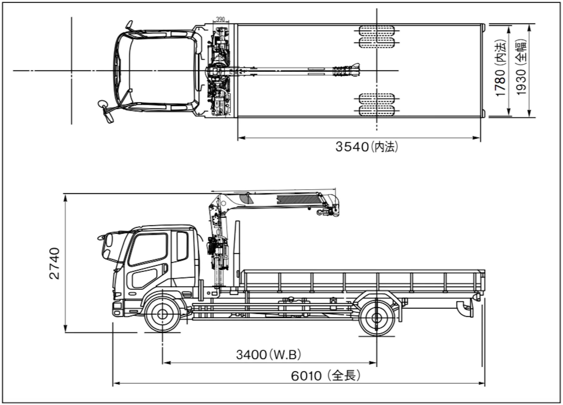 機種詳細 Unic3.5t ┃ ラフテレーンクレーン/オールテレーンクレーンの作業・手配は丸良興業にお任せください！