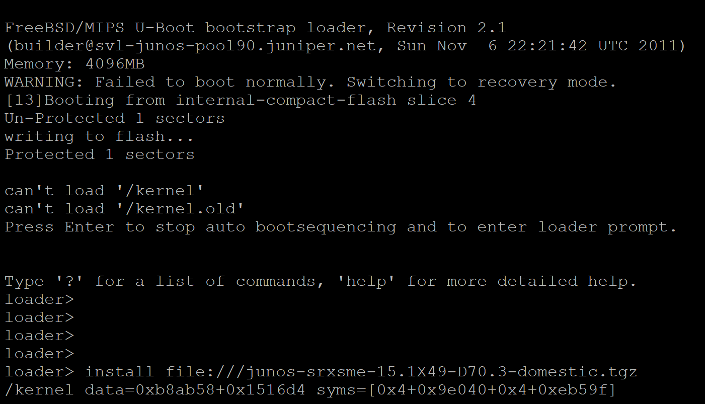 Installation d'un routeur Juniper depuis une clé USB NetSecurity