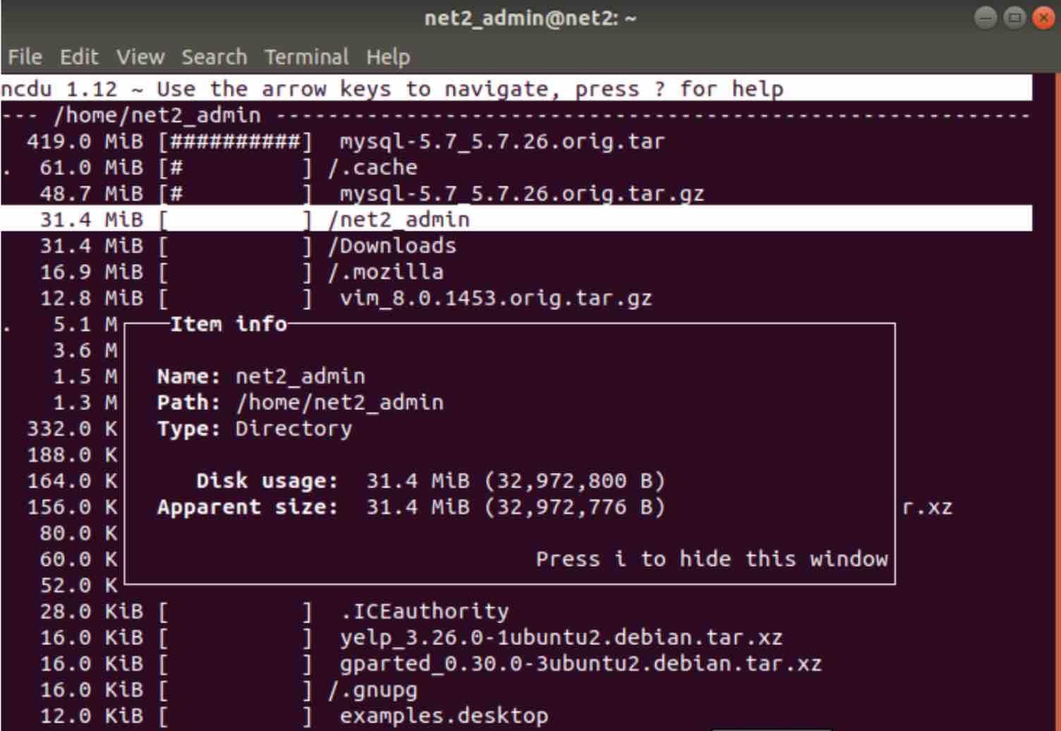 How to find the size of a file or directory on Linux using du and ncdu