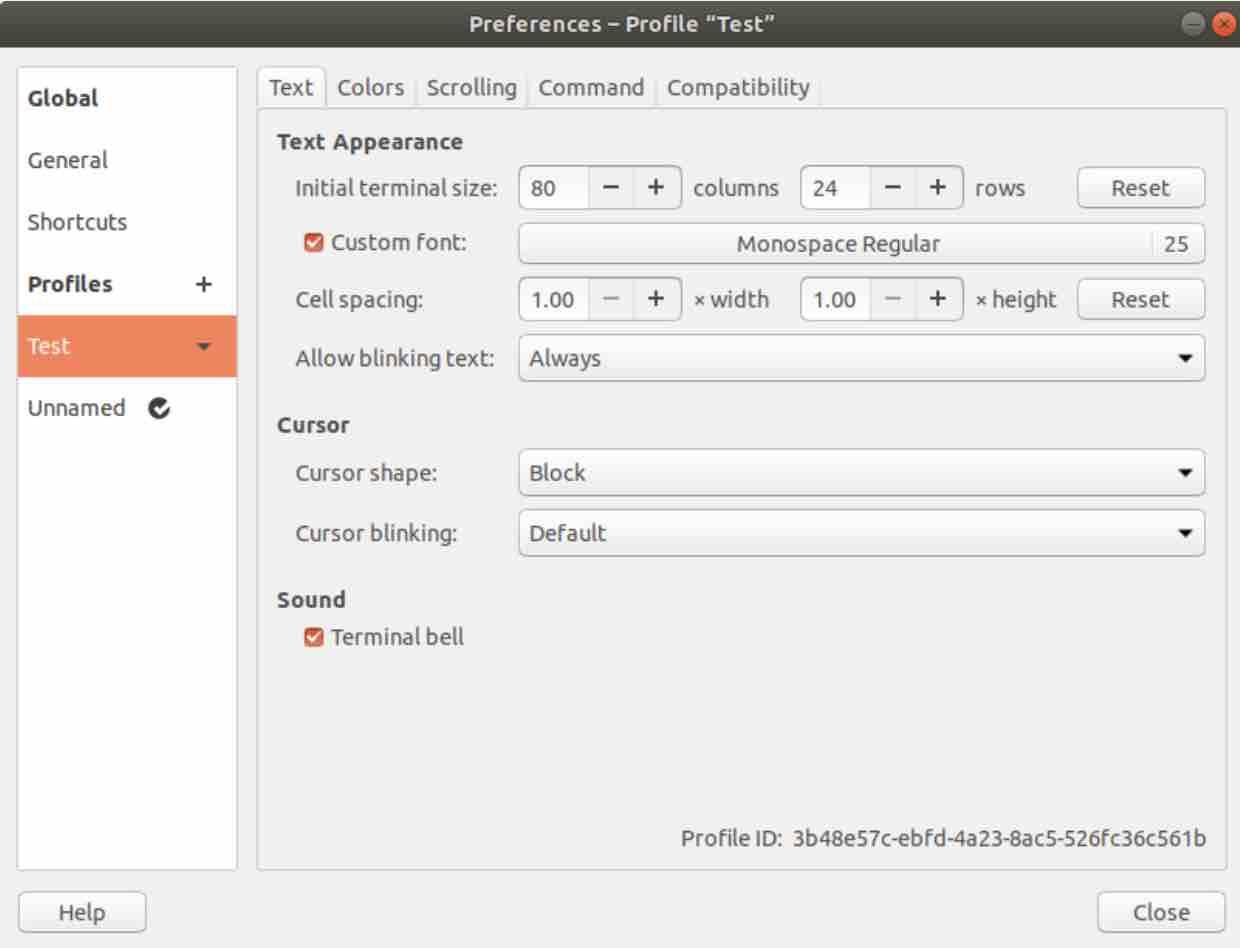 How to change font type and size in Ubuntu terminal