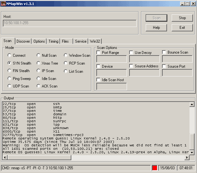 Running Nmap on Windows Network Admin Tools