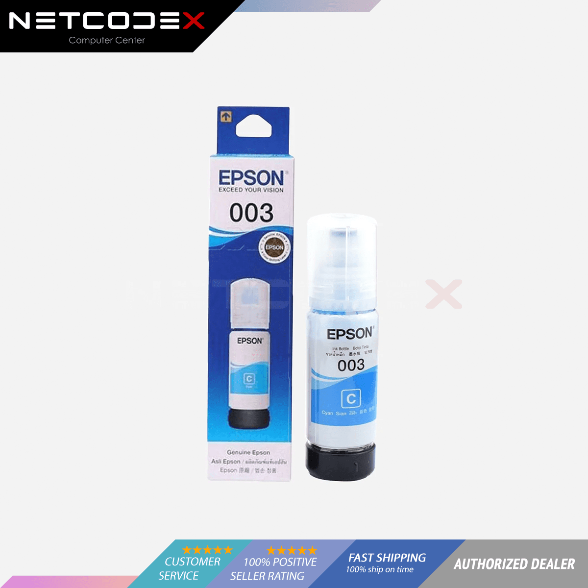 Netcodex.ph Epson 003 C13T00V200 Cyan Genuine Ink Bottle for L1110