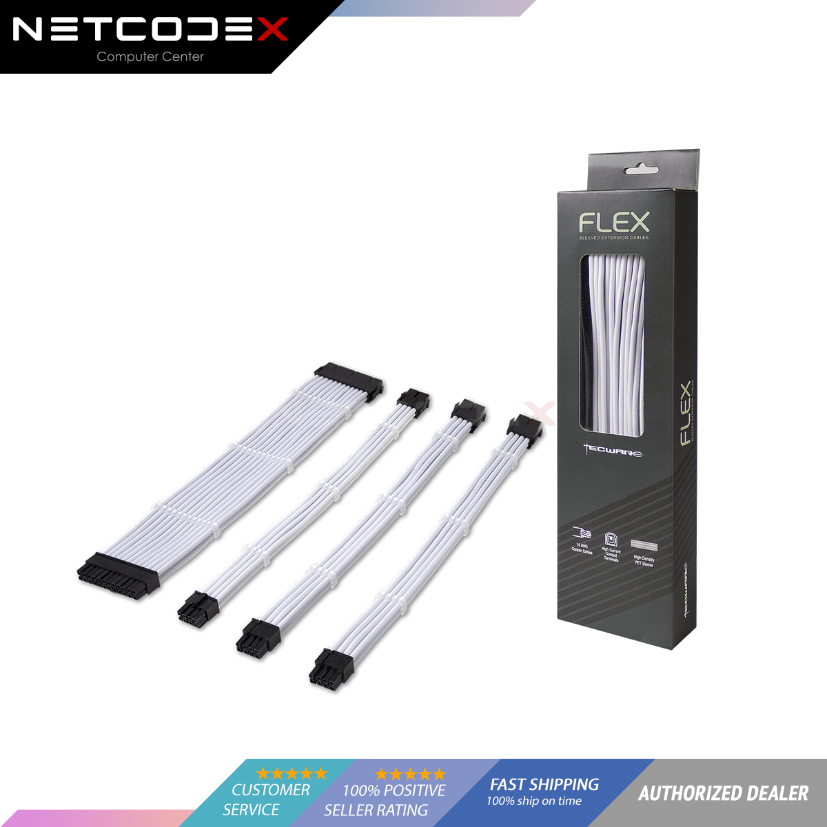 Netcodex.ph: Tecware Flex Sleeved Extension Cable - White