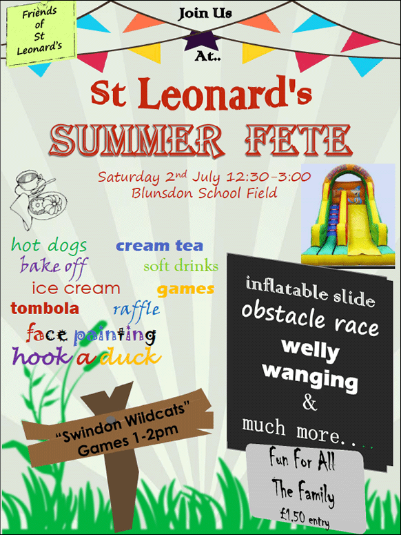 Blunsdon Parish Council Latest News St Leonard's Summer Fete
