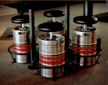 The most common keg is the 11 gallon keg, this keg holds 50 litres of your favourite lager, hope this has helped. KegStool Makes A Comfy Bar Stool Out Of Empty Beer Kegs