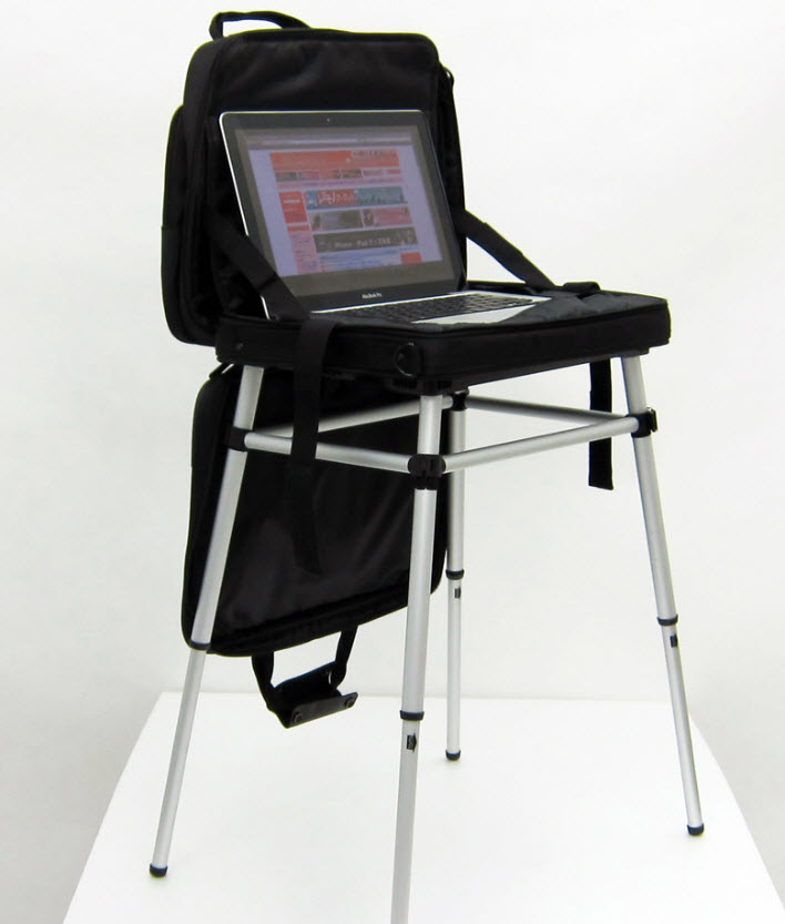 Laptop Table Bag Adds FoldOut Legs For The Road Warrior