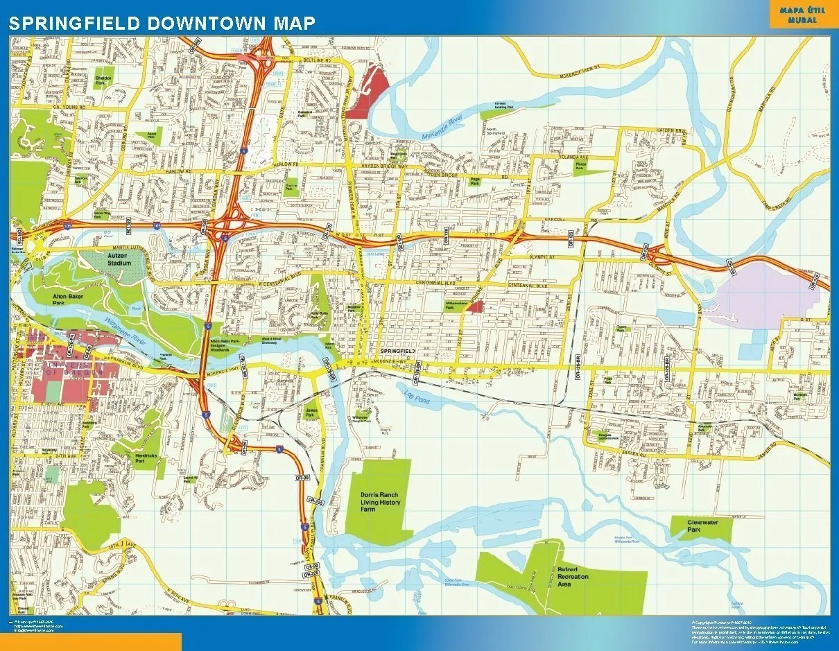Stadtplan Springfield Wandkarte bei Netmaps Karten Deutschland