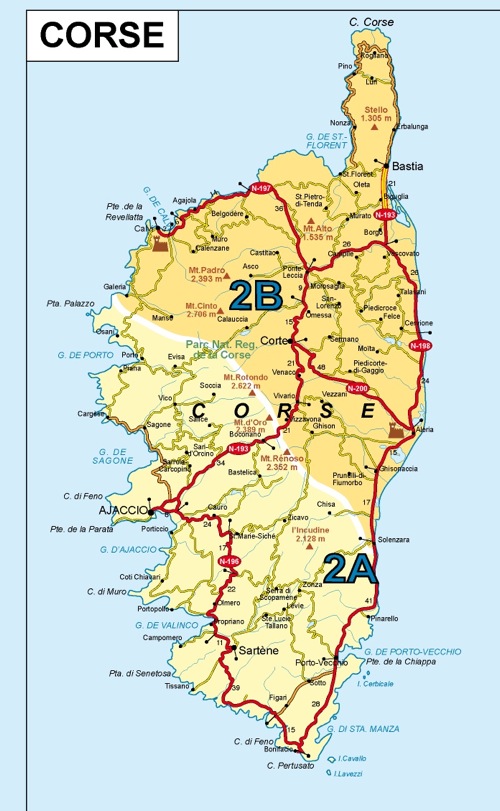 Pain Points De La "Carte Corse Format A4" Corse Mapas Mexico