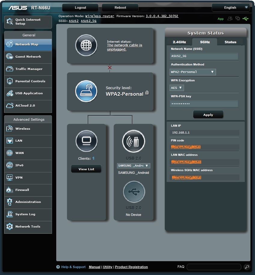 Tethering mobile phone to home network using ASUS router NetOSec