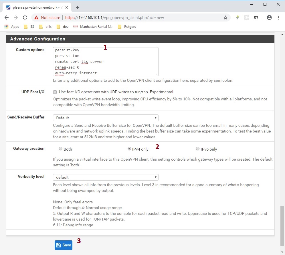 Setup PIA VPN in home network with pfSense NetOSec