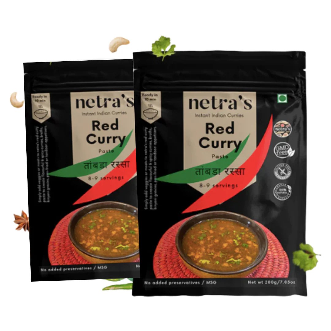 Instant Red Curry Paste (2 bags, 400g, 16 servings) Netra's Instant