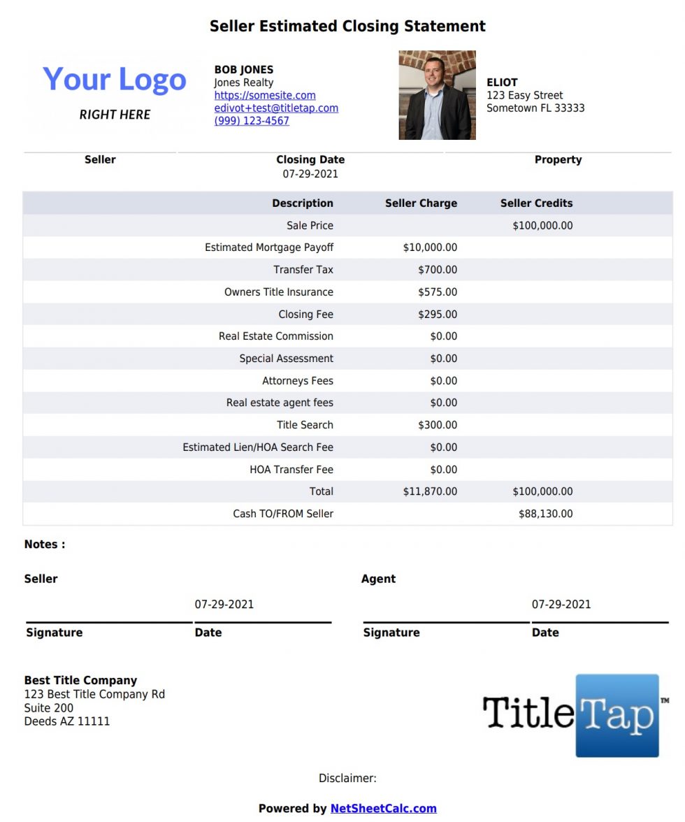How to generate a PDF from my net sheet or refinance calculator