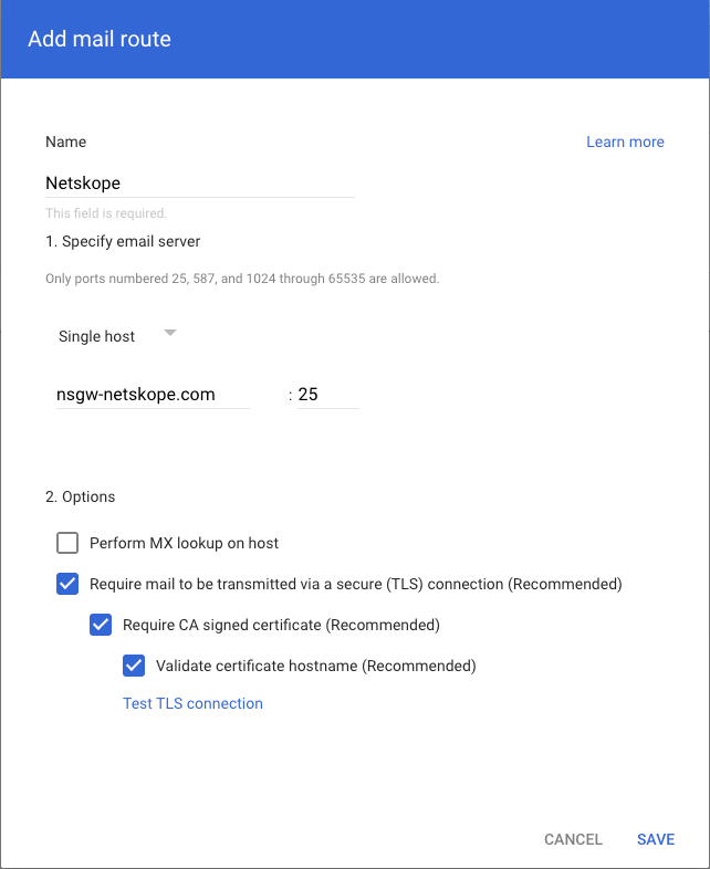 Configure Netskope SMTP Proxy with Gmail Netskope Knowledge Portal