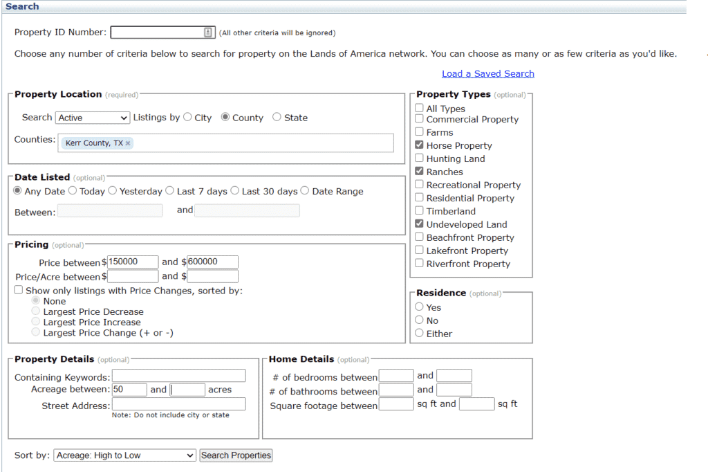 Create saved searches in the Property Control Center