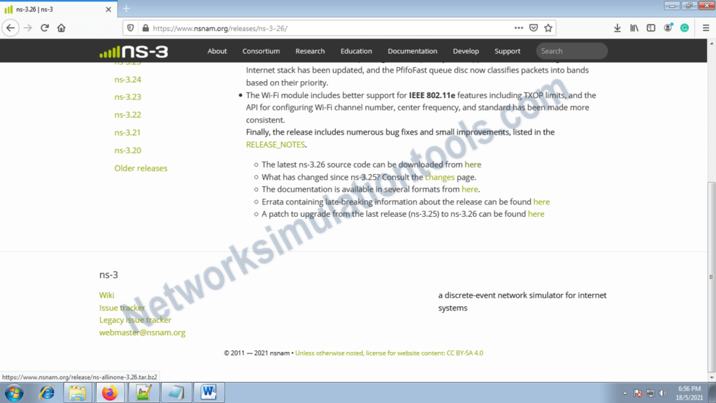download the ns3 package Build the package Network Simulation Tools