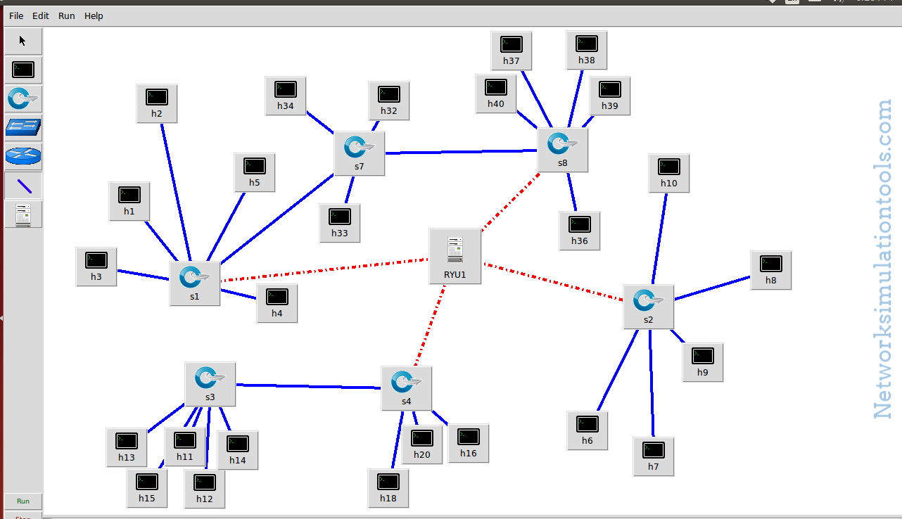 GUI based simulation topology result in Network Simulation